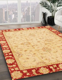 Machine Washable Abstract Orange Rug in a Family Room, wshabs738