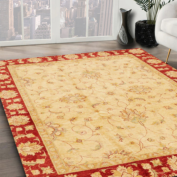 Machine Washable Abstract Orange Rug in a Family Room, wshabs738