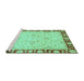 Sideview of Machine Washable Oriental Turquoise Traditional Area Rugs, wshabs738turq