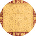 Round Oriental Brown Traditional Rug, abs738brn