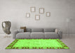 Machine Washable Oriental Green Traditional Area Rugs in a Living Room,, wshabs738grn