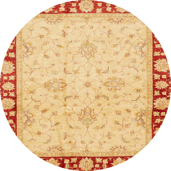 Round Abstract Orange Oriental Rug, abs738