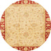 Round Abstract Orange Oriental Rug, abs738