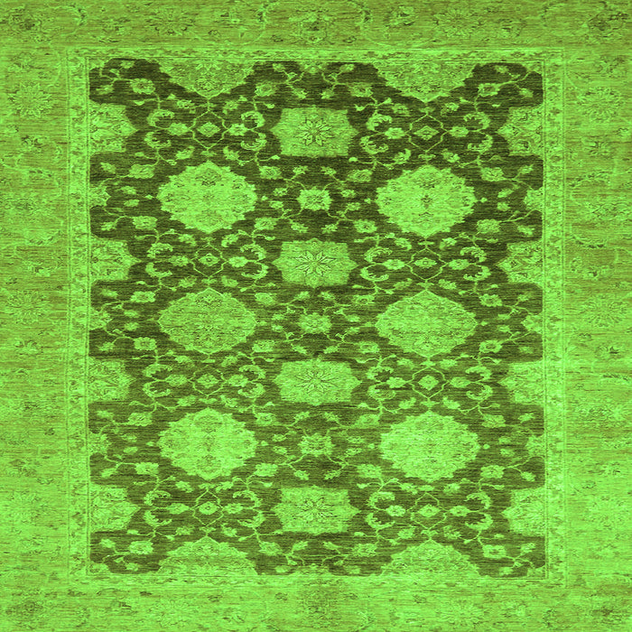 Square Machine Washable Oriental Green Traditional Area Rugs, wshabs739grn