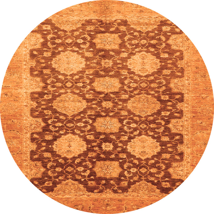 Round Oriental Orange Traditional Rug, abs739org