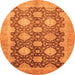 Round Oriental Orange Traditional Rug, abs739org