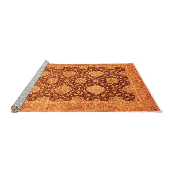 Sideview of Machine Washable Oriental Orange Traditional Area Rugs, wshabs739org