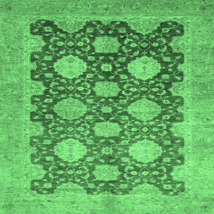 Square Oriental Emerald Green Traditional Rug, abs739emgrn