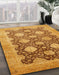 Abstract Sedona Brown Oriental Rug in Family Room, abs739