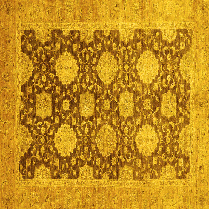 Square Oriental Yellow Traditional Rug, abs739yw