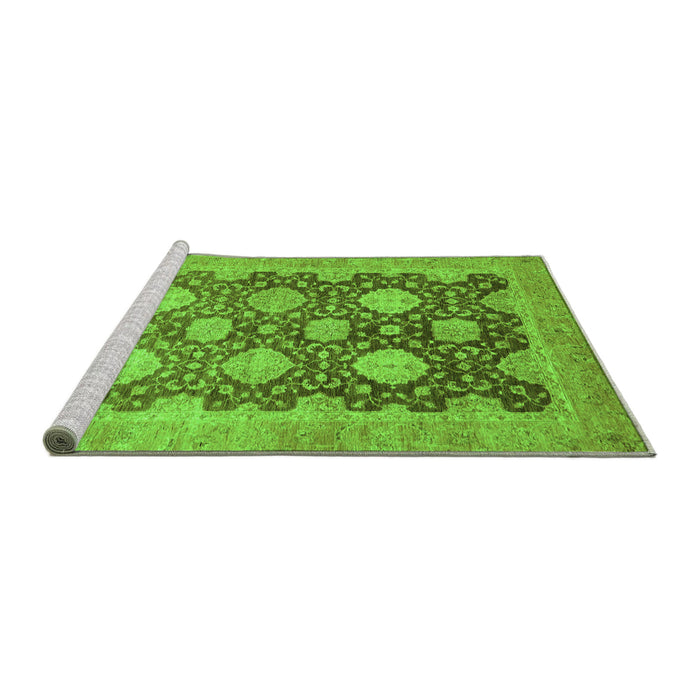 Sideview of Machine Washable Oriental Green Traditional Area Rugs, wshabs739grn