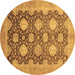 Round Machine Washable Oriental Brown Traditional Rug, wshabs739brn