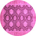 Round Oriental Purple Traditional Rug, abs739pur