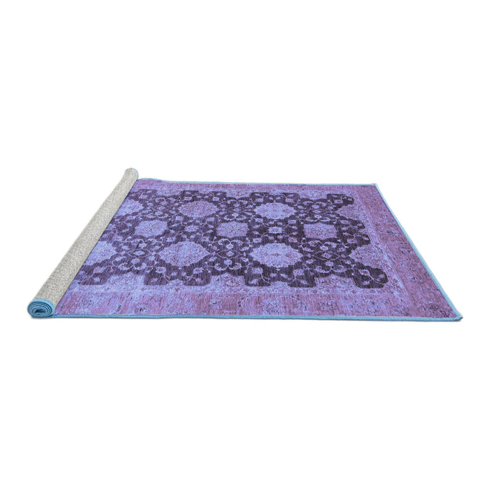 Sideview of Machine Washable Oriental Blue Traditional Rug, wshabs739blu