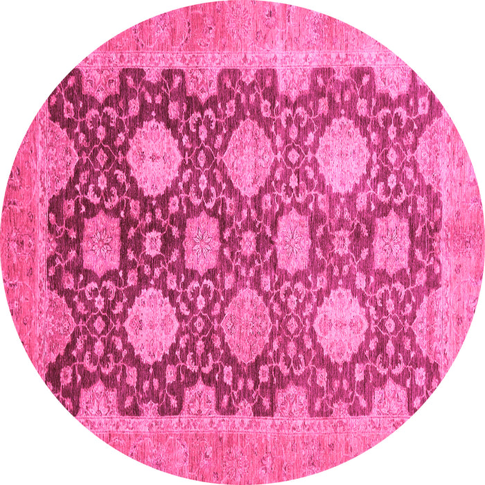 Round Oriental Pink Traditional Rug, abs739pnk