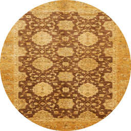 Round Machine Washable Abstract Sedona Brown Rug, wshabs739