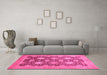 Machine Washable Oriental Pink Traditional Rug in a Living Room, wshabs739pnk