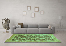 Machine Washable Oriental Turquoise Traditional Area Rugs in a Living Room,, wshabs739turq