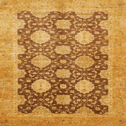 Square Machine Washable Abstract Sedona Brown Rug, wshabs739