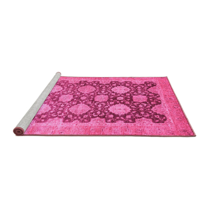 Sideview of Machine Washable Oriental Pink Traditional Rug, wshabs739pnk