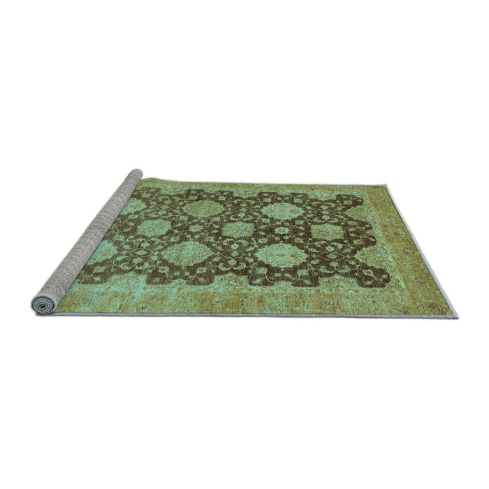 Sideview of Machine Washable Oriental Light Blue Traditional Rug, wshabs739lblu
