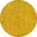 Round Abstract Yellow Modern Rug, abs73yw