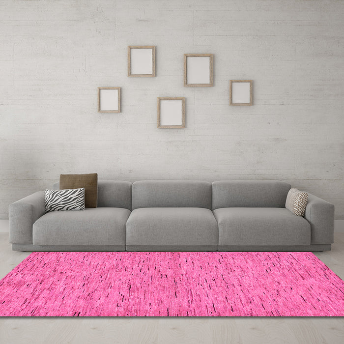 Machine Washable Abstract Pink Modern Rug in a Living Room, wshabs73pnk