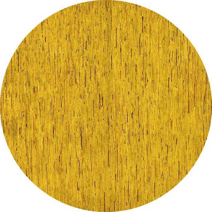 Round Machine Washable Abstract Yellow Modern Rug, wshabs73yw