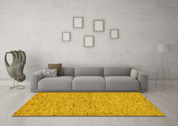 Machine Washable Abstract Yellow Modern Rug in a Living Room, wshabs73yw