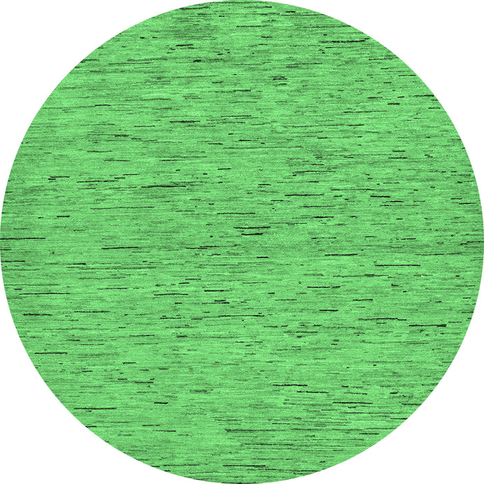 Round Machine Washable Abstract Emerald Green Modern Area Rugs, wshabs73emgrn