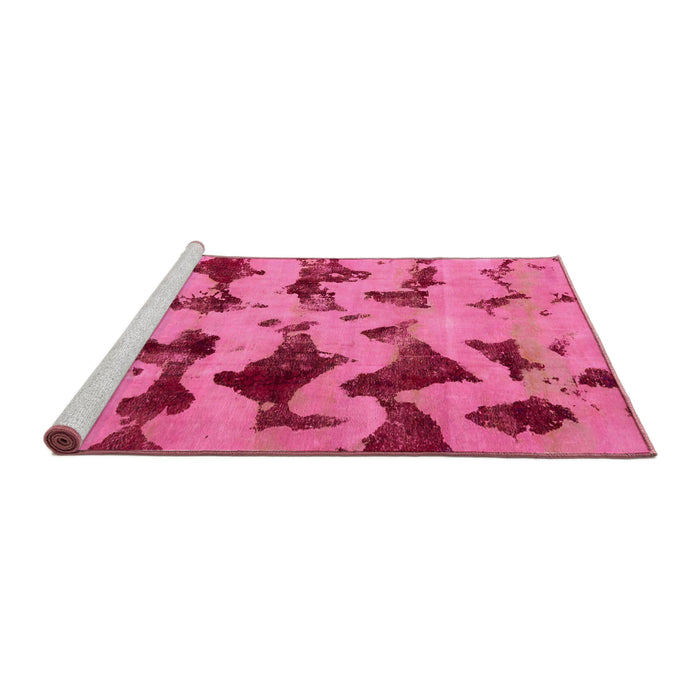 Sideview of Machine Washable Abstract Raspberry Red Rug, wshabs740