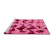 Sideview of Machine Washable Abstract Raspberry Red Rug, wshabs740