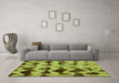 Machine Washable Abstract Green Modern Area Rugs in a Living Room,, wshabs740grn