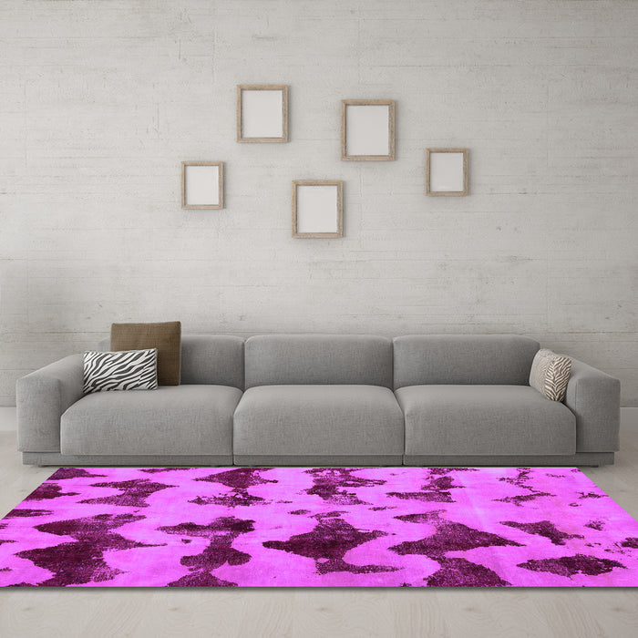 Machine Washable Abstract Purple Modern Area Rugs in a Living Room, wshabs740pur