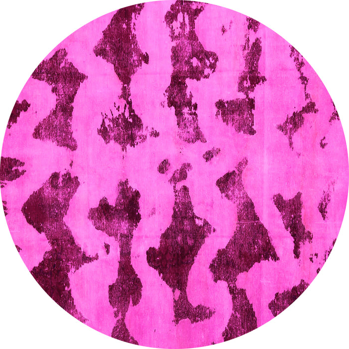 Round Abstract Pink Modern Rug, abs740pnk