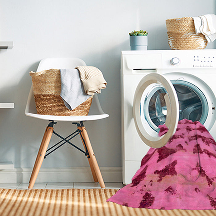 Machine Washable Abstract Raspberry Red Rug in a Washing Machine, wshabs740