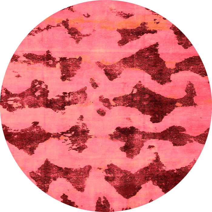 Round Abstract Orange Modern Rug, abs740org
