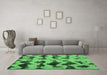 Machine Washable Abstract Emerald Green Modern Area Rugs in a Living Room,, wshabs740emgrn