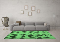 Machine Washable Abstract Emerald Green Modern Rug, wshabs740emgrn