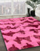 Abstract Raspberry Red Modern Rug in Family Room, abs740