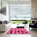 Square Abstract Raspberry Red Modern Rug in a Living Room, abs740