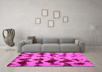 Machine Washable Abstract Pink Modern Rug, wshabs740pnk