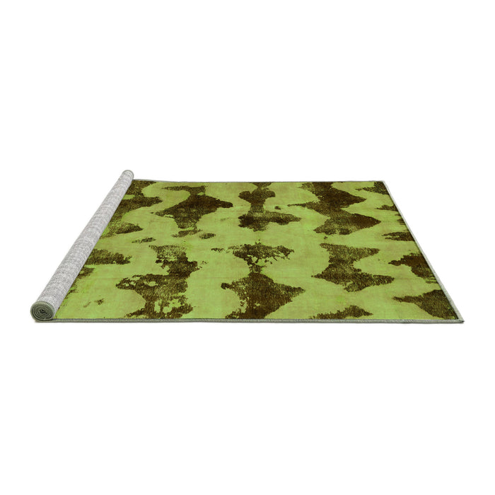 Sideview of Machine Washable Abstract Green Modern Area Rugs, wshabs740grn