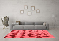 Machine Washable Abstract Red Modern Rug, wshabs740red