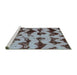 Sideview of Machine Washable Abstract Turquoise Modern Area Rugs, wshabs740turq