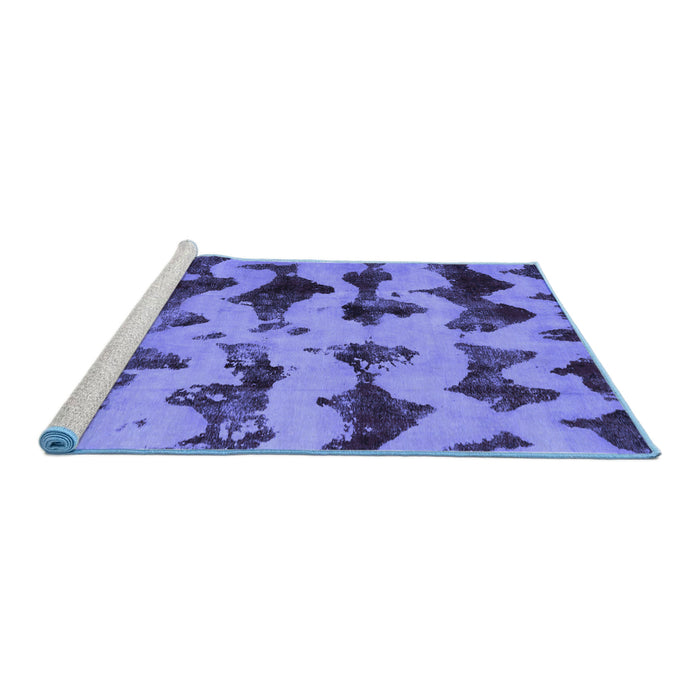 Sideview of Machine Washable Abstract Blue Modern Rug, wshabs740blu