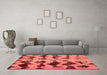 Machine Washable Abstract Brown Modern Rug in a Living Room,, wshabs740brn