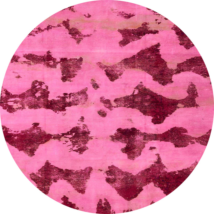 Round Machine Washable Abstract Raspberry Red Rug, wshabs740