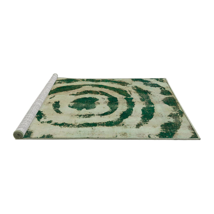 Sideview of Machine Washable Abstract Sage Green Rug, wshabs741