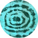 Round Machine Washable Abstract Light Blue Modern Rug, wshabs741lblu